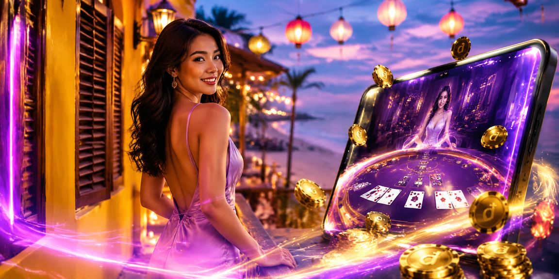 Người chơi baccarat trực tuyến tại Hội An với khung cảnh biển yên bình